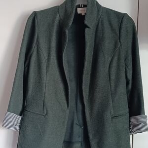 Sky's Are Blue, Army Green Boyfriend Unlined Jacket W/ Mock Push Up Sleeve Sz S